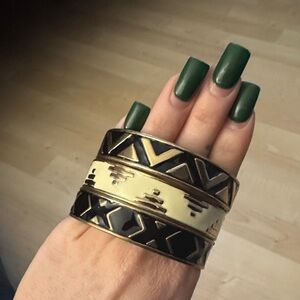 Gold and Black Geometric Bangles